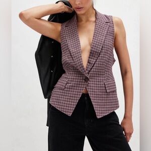 FREE PEOPLE Amber Belted Plaid Vest Plaid Women’s Size XS NEW